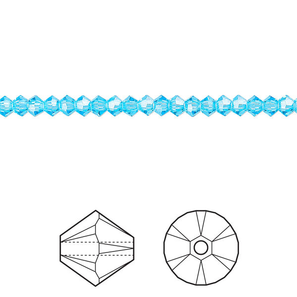 Bead 48pk aquamarine, Crystal Passions® 3mm bicone 5328 image number 0