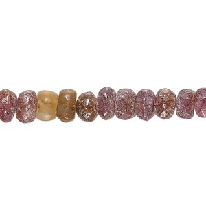 Multi-sapphire 1pkg1, hand-cut tumbled faceted rondelle bead natural 13 inch 6x3mm-8x6mm