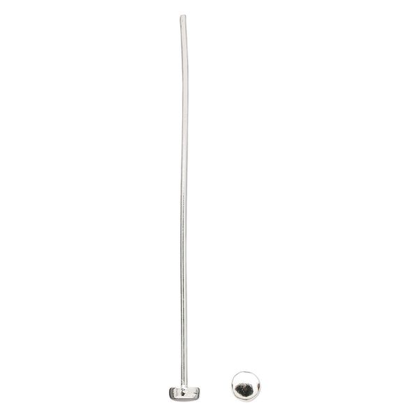 Head pin, sterling silver, 2-1/5 inches with 4mm rondelle, 20 gauge. Sold per pkg of 2. image number 0