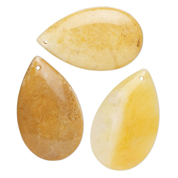 Golden "jade" 1pkg3, teardrop focal natural B grade, 25x16mm-30x19mm image number 0