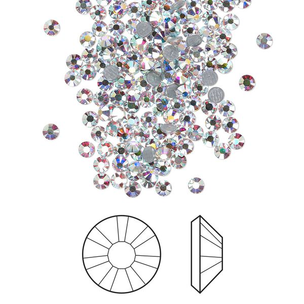 Flat back 1440pk crystal AB foil back, Swarovski® hotfix 2.3-2.5mm rose round SS8 2038HF image number 0