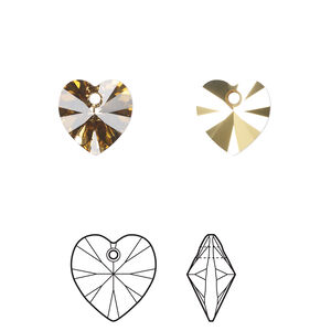 Drop 1pkg24 crystal aurum, Crystal Passions® 10mm pendant heart 6228