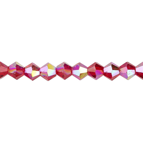 Bead 1pk transparent red AB, Celestial Crystal® 6mm bicone 15.5-16 inch image number 0