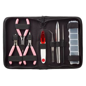 Tool set, vinyl / plastic / steel, multicolored, 7-1/2 x 5-inch case with zipper. Sold per 8-piece set.