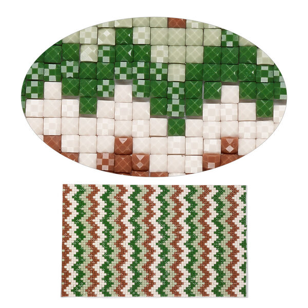 Adhesive sheet, My Style Deco Art™, peel-off, resin and glue, green / brown / multi, 8 x 4-3/4 inch rectangle, 1.8mm thick with chevron design. Sold individually. image number 0