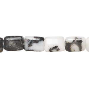 Zebra "jasper" 1pkg1, puffed rectangle bead natural, 15 inch 10x8mm-11x9mm