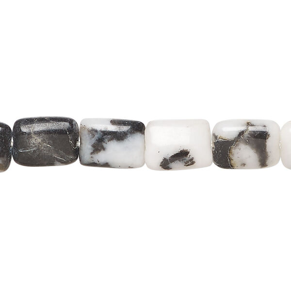 Zebra "jasper" 1pkg1, puffed rectangle bead natural, 15 inch 10x8mm-11x9mm image number 0
