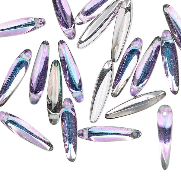 Bead, Preciosa Thorn™, Czech pressed glass, clear silver icy blue, 16x4mm top-drilled thorn. Sold per pkg of 20. image number 0