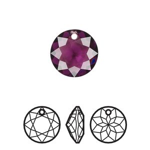 Drop 1pk amethyst, Crystal Passions® 14mm pendant classic cut 6430