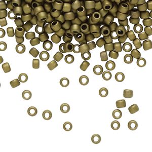 Seed bead, TOHO BEADS®, glass, pkg/7.5g, #8 round, opaque frosted antique bronze (TR-08-223F).