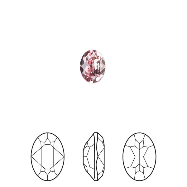 Fancy stone 4pk light rose foil back, Crystal Passions® 8x6mm oval 4120 image number 0