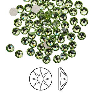 Flat back 144pk peridot foil back, Crystal Passions® 3.8-4mm rose round SS16 2088