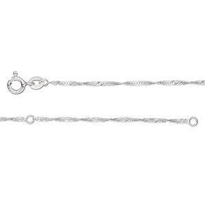 Chain 1pkg1 sterling silver Singapore, 1.3mm / springring clasp, Gossamer™ adjustable 22 & 24 inch