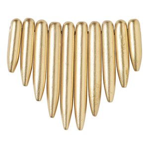 Focal, Taiwanese cheesewood (coated), gold, 20x5mm-41x5mm graduated spike fan. Sold per 10-piece set.