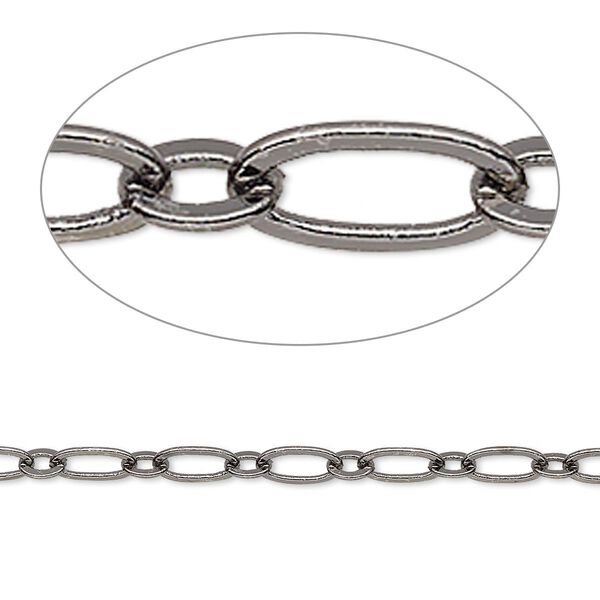 Chain, gunmetal-plated brass, 3.5mm long and short oval. Sold per 50-foot spool. image number 0