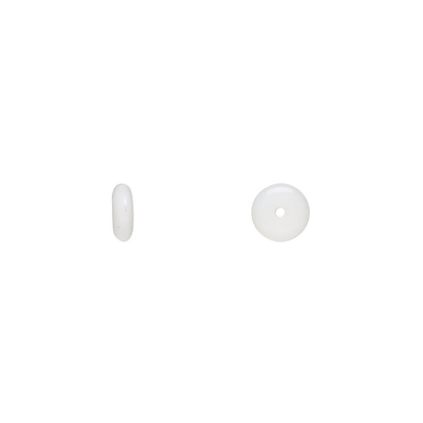 Bead, Czech pressed glass, opaque white, 6x2.5mm rondelle. Sold per 15-1/2" to 16" strand, approximately 160 beads. image number 0