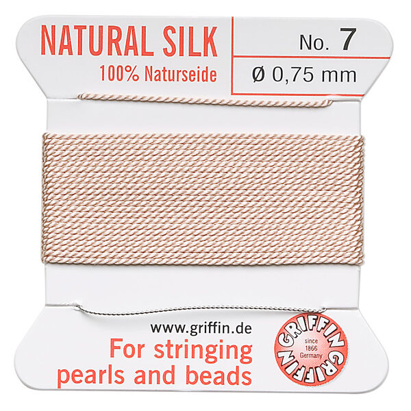 Thread, Griffin, silk, light pink, size #7. Sold per 2-meter card (approximately 78 inches). image number 0