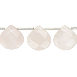 Rose quartz 1pkg12, hand-cut top-drilled faceted puffed teardrop bead natural 13-15mm