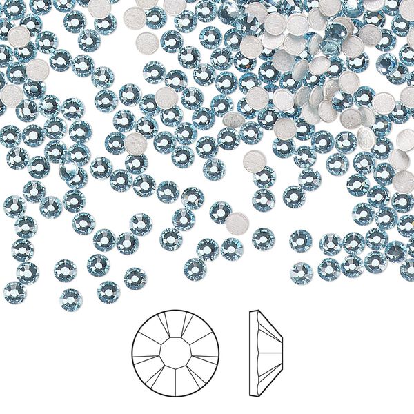 Flat back 144pk aquamarine foil back, Preciosa MAXIMA Czech crystal hotfix rhinestone 2.3-2.5mm chaton rose round SS8 image number 0