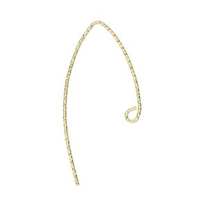 Ear wire 1pkg2 sterling silver, 22mm diamond-cut marquise / open loop, 21 gauge gold-finished 1 pair