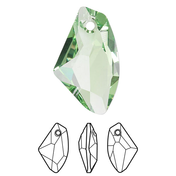 Drop 1pk peridot, Crystal Passions® 27x16mm pendant galactic vertical 6656 image number 0