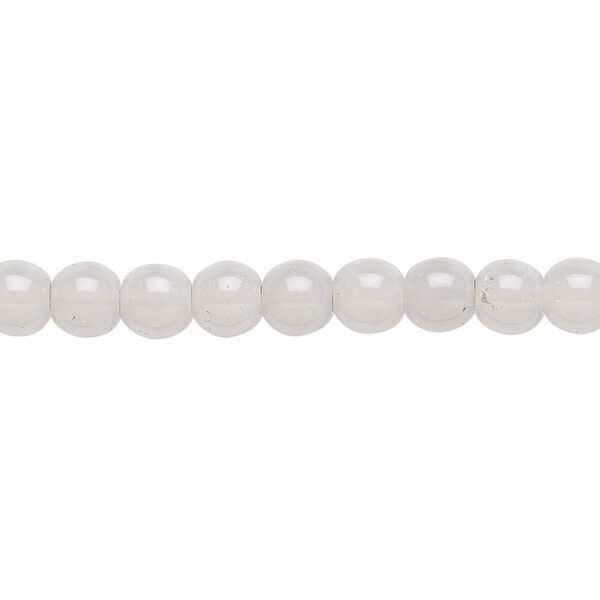 Bead, Czech dipped décor glass druk, silver grey, 6mm round. Sold per 15-1/2" to 16" strand. image number 0