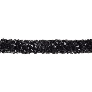 Tube, PVC plastic and glass rhinestone, opaque black, 6-7mm wide. Sold per 8-inch section.