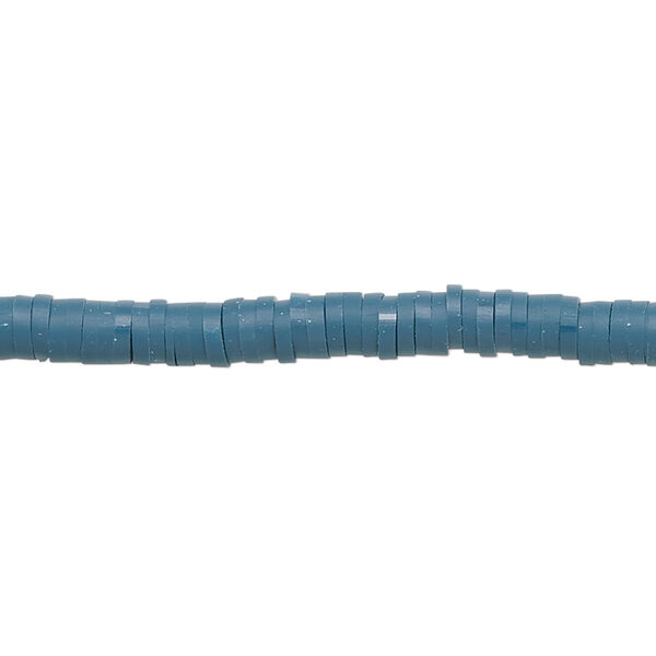 Bead, polymer clay, opaque teal, 4x1mm heishi. Sold per pkg of (2) 15-1/2" to 16" strands. image number 0