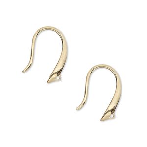 Ear wire fishhook 1pkg10 gold-plated, 17mm fancy / closed loop, 20 gauge brass 5 pair