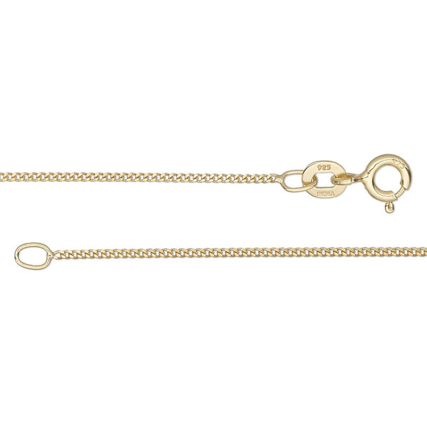 Chain, Gossamer™, "vermeil", 1mm curb, 16 inches with springring clasp. Sold individually. image number 0