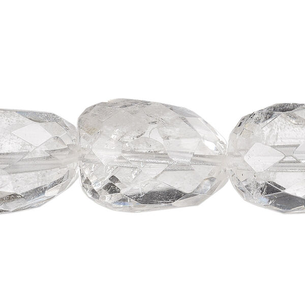 Quartz crystal 1pkg1, hand-faceted tumbled nugget bead natural B grade, 15.5-16 inch large image number 0