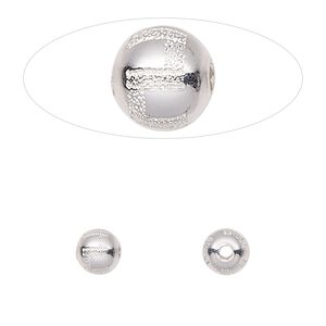 Bead, sterling silver, 6mm round with laser-cut Greek key pattern. Sold per pkg of 2.