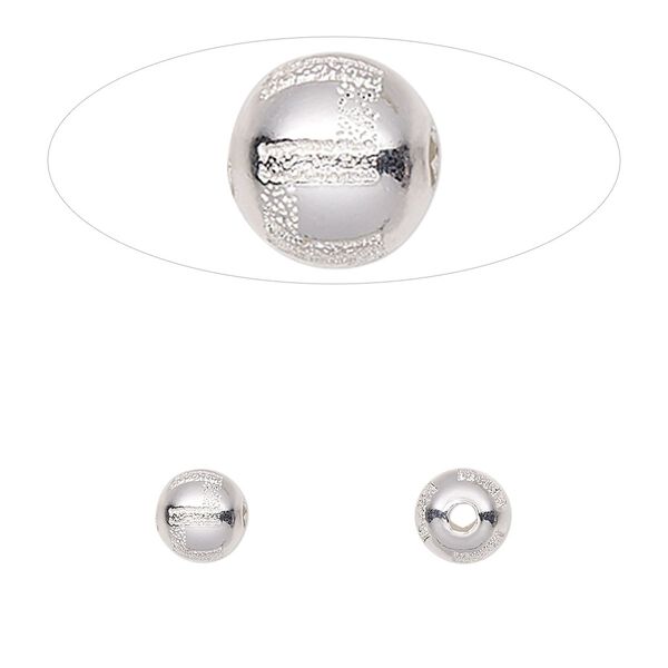 Bead, sterling silver, 6mm round with laser-cut Greek key pattern. Sold per pkg of 2. image number 0