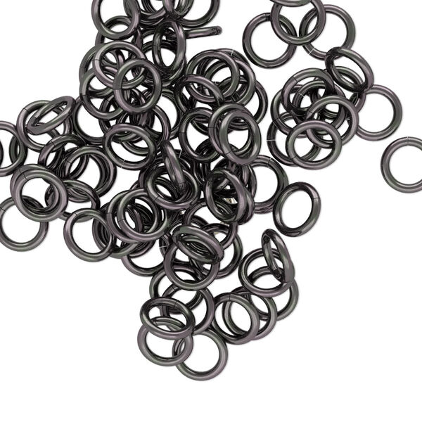 Jump ring, anodized aluminum, gunmetal, 6mm round, 4.2mm inside diameter, 18 gauge. Sold per pkg of 100. image number 0