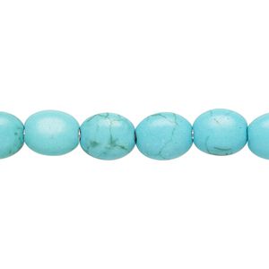 Magnesite 1pkg1, puffed oval bead 15 inch 9x8mm-10x8mm