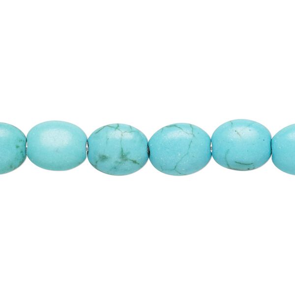 Magnesite 1pkg1, puffed oval bead 15 inch 9x8mm-10x8mm image number 0