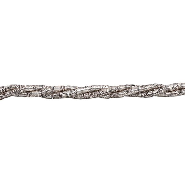 Bead, Hill Tribes, antiqued sterling silver, 3.5x1.5mm tube. Sold per 15-1/2 to 16-inch strand, approximately 110 beads. image number 0