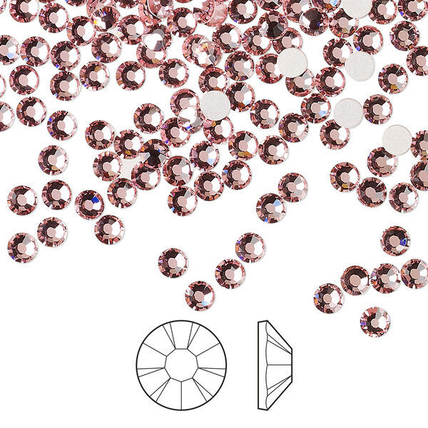 Flat back 144pk light rose foil back, Preciosa MAXIMA Czech crystal rhinestone 3-3.2mm chaton rose round SS12 image number 0