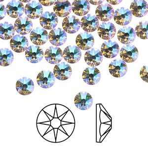 Flat back 1440pk silk shimmer foil back, Swarovski® 4.6-4.8mm rose round SS20 2088