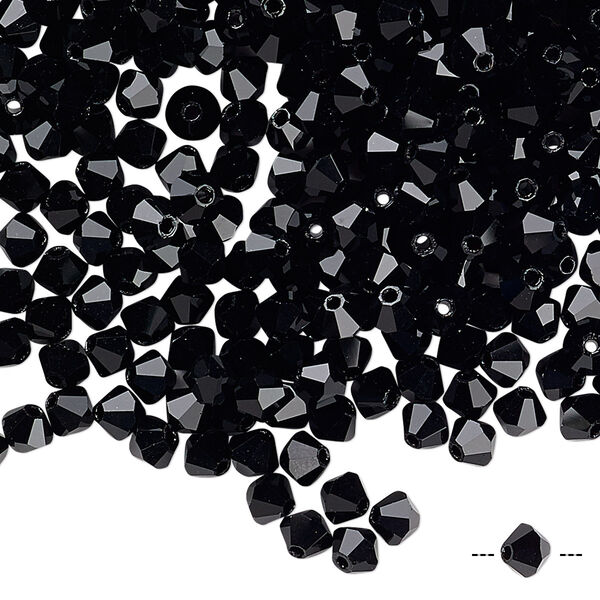 Bead 48pk jet, Preciosa Czech crystal 4mm bicone image number 0