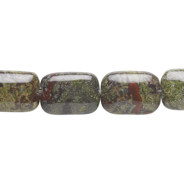 Bead, dragon blood jasper (natural), 14x10mm rectangle, B grade, Mohs hardness 6-1/2 to 7. Sold per 15-1/2" to 16" strand. image number 0