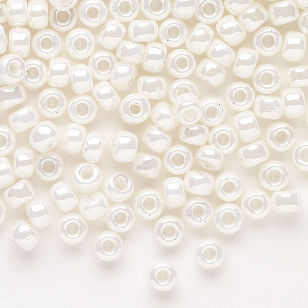 Seed bead, Miyuki, glass, pkg/250g, #6 rocaille, opaque luster antique ivory pearl, (RR-592). image number 0