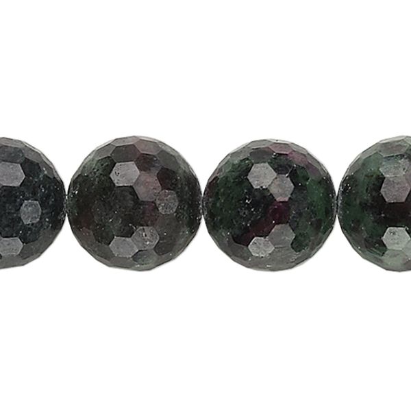Ruby in zoisite 1pkg1, faceted round bead natural 15 inch 13-14mm image number 0