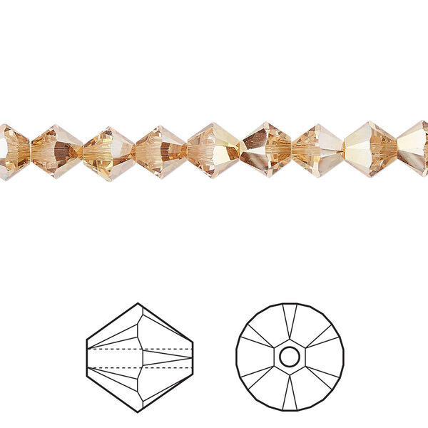 Bead 144pk crystal metallic sunshine, Crystal Passions® 6mm bicone 5328 image number 0