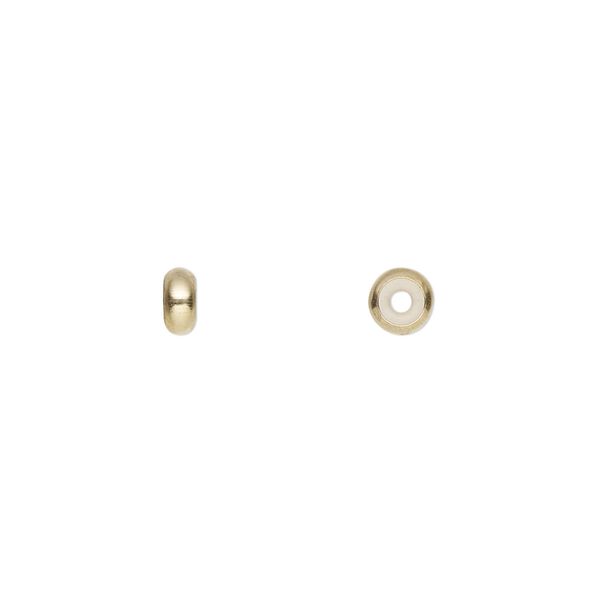 Bead keeper, 14Kt gold-filled and silicone, 5x2mm rondelle. Sold per pkg of 2. image number 0