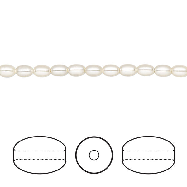 Pearl 100pk cream, Crystal Passions® 4x3mm rice 5824 image number 0