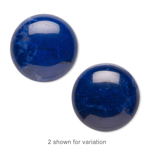 Cabochon, howlite (dyed), lapis blue, 20mm calibrated round, B grade, Mohs hardness 3 to 3-1/2. Sold per pkg of 2. image number 0