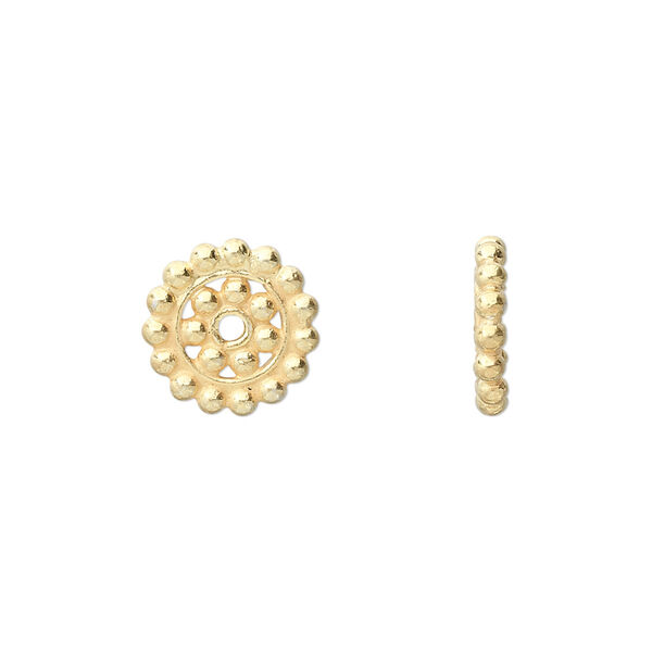 Bead, "vermeil," 12x2mm beaded rondelle. Sold per pkg of 4. image number 0