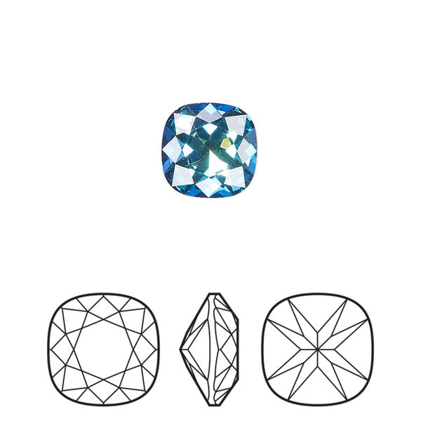 Fancy stone 2pk crystal Bermuda blue foil back, Preciosa MAXIMA Czech crystal rhinestone 10mm cushion square image number 0