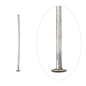 Head pin, antique silver-plated brass, 1 inch, 21 gauge. Sold per pkg of 100.
